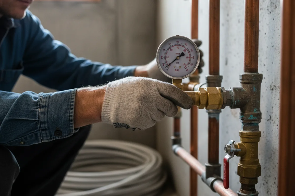 Pressure testing a repaired line during Water Line Repair in Gloverville